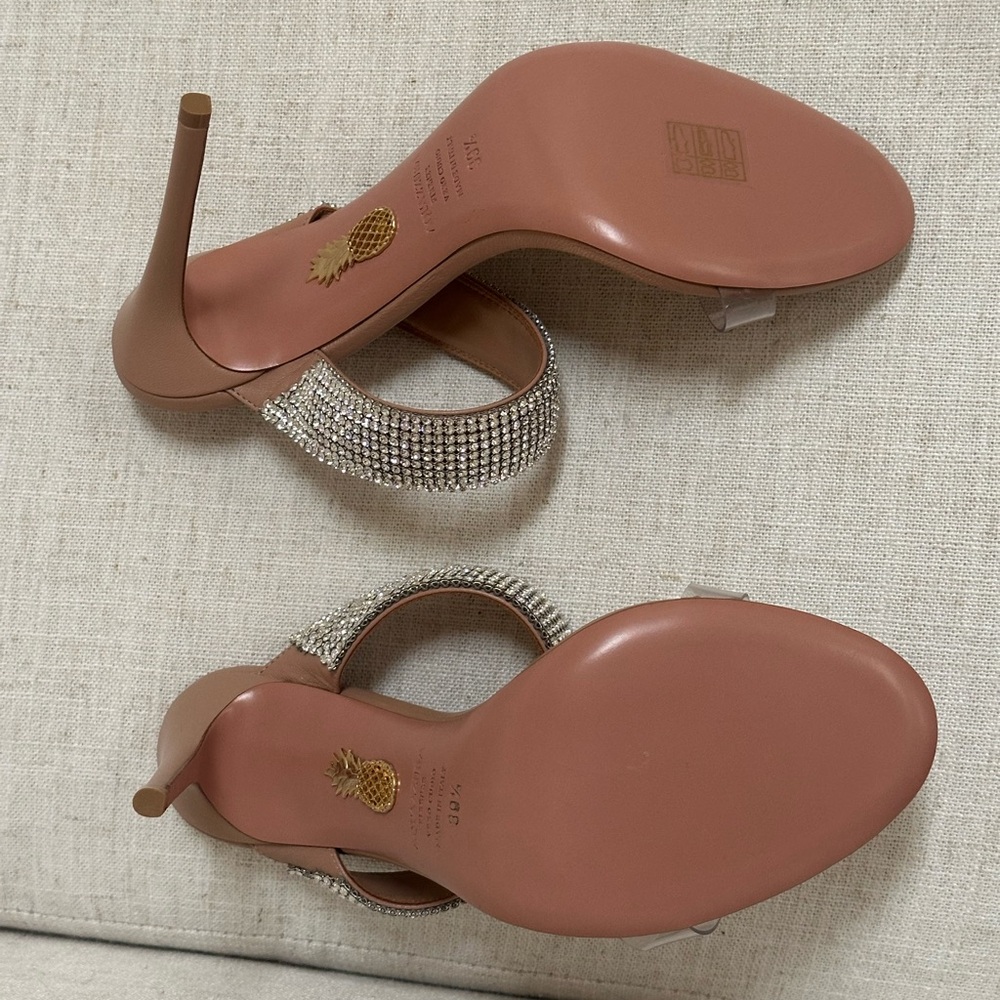 NEW Aquazzura Nude PVC & Crystal High Heel Sandals 39.5 (8.5-9.5), $1190 Retail - Picture 12 of 14